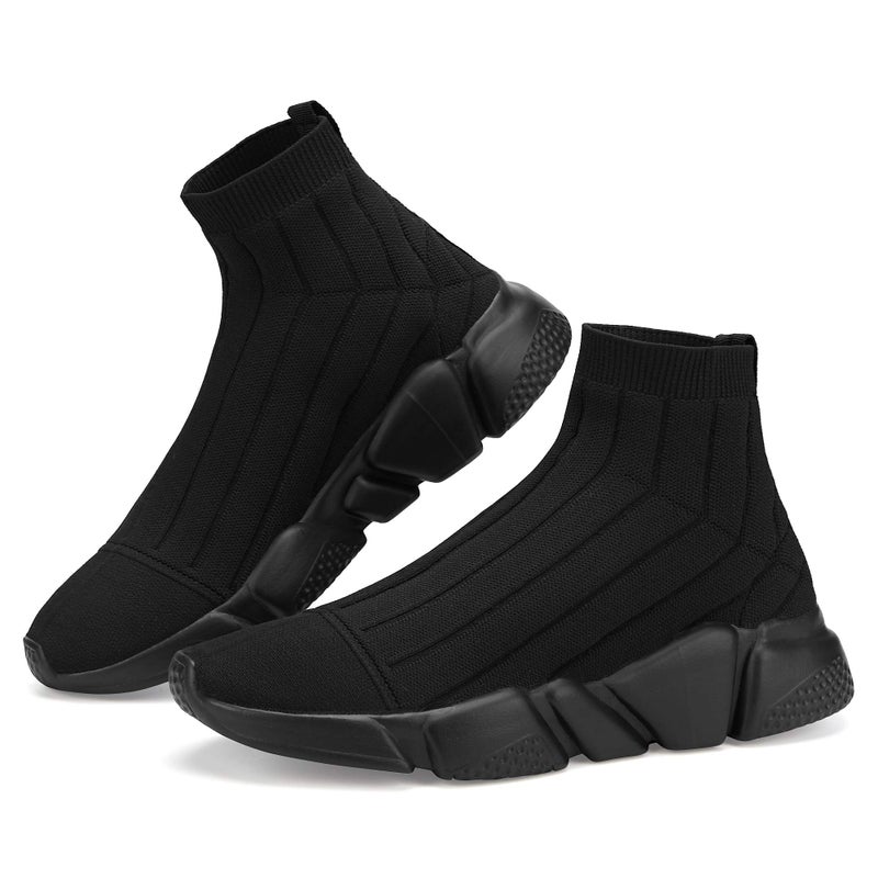 Casbeam Women's Running Knit Comfortable Lightweight Breathable Casual Sports Shoes Fashion Sneakers Slip-On Walking Shoes All Black Size 7 - Image 3